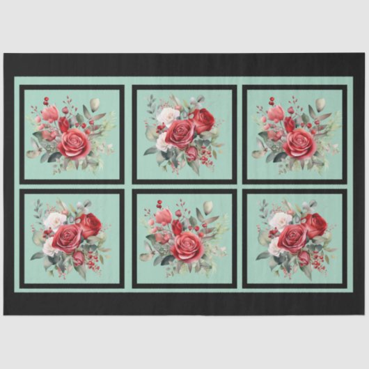 Rote Rosen als Dekoupage Seidenpapier (Vorderseite)