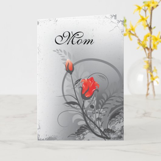 Rote Rosen am Muttertag Karte (Gelbe Blume)