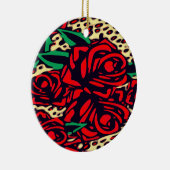 Rote Rosen Animal Print Safari Keramik Ornament (Rechts)
