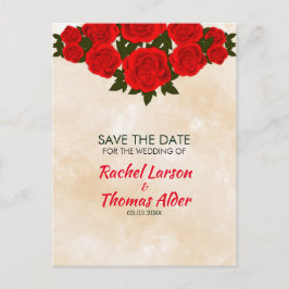 Rote Rosen Ankündigungspostkarte