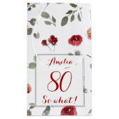 Rote Rosen Aquarell 80. Geburtstag Kleine Geschenktüte (Rückseite)