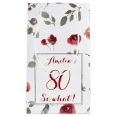 Rote Rosen Aquarell 80. Geburtstag Kleine Geschenktüte (Vorderseite)