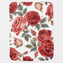 Rote Rosen Aquarell Blumen Botanisch Gemalt