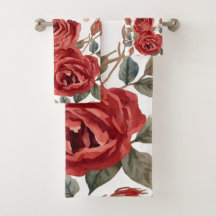 Rote Rosen Aquarell Blumen Botanisch Gemalt