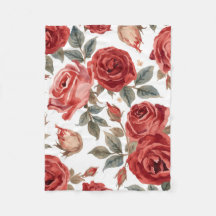 Rote Rosen Aquarell Blumen Botanisch Gemalt