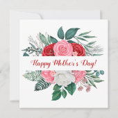Rote Rosen-Aquarell-Blumen zum Muttertag Karte (Vorderseite)