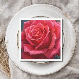 Rote Rosen-Aquarell-formale Floral-Hochzeit Serviette