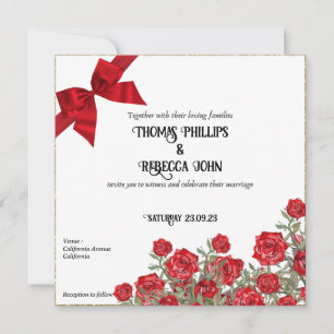Rote Rosen Aquarell Vintage Hochzeits Einladung