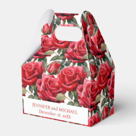 Rote Rosen Aquarellfarben Geschenkschachtel