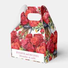 Rote Rosen Aquarellfarben Geschenkschachtel