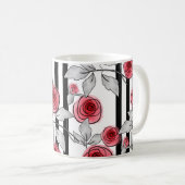Rote Rosen, Aquarellfarben-Rose Kaffeetasse (VorderseiteRechts)