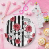 Rote Rosen, Aquarellfarben-Rose Pappteller (Party)