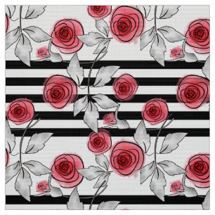 Rote Rosen, Aquarellstoffe, Rose Stoff