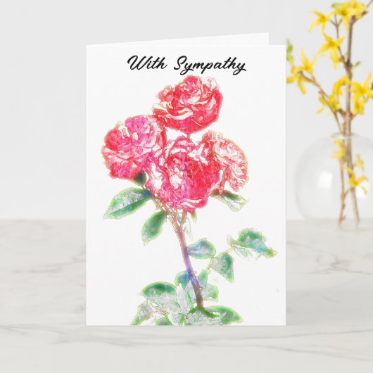 Rote Rosen Art Sympathy Card Karte (Gelbe Blume)