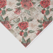 Rote Rosen auf Abstraktem Newsprint-Muster Seidenpapier (Ausschnitt)