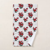 Rote Rosen auf einem Polka Dot Hintergrund. Badhandtuch Set (Handtuch)