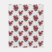 Rote Rosen auf einem Polka Dot Hintergrund. Fleecedecke (Vorderseite)