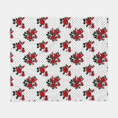 Rote Rosen auf einem Polka Dot Hintergrund. Fleecedecke (Vorderseite (Horizontal))
