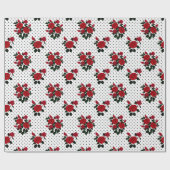 Rote Rosen auf einem Polka Dot Hintergrund. Geschenkpapier (Flach)