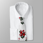 Rote Rosen auf einem Polka Dot Hintergrund. Krawatte (Gebunden)