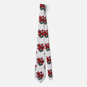 Rote Rosen auf einem Polka Dot Hintergrund. Krawatte (Vorderseite)