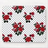 Rote Rosen auf einem Polka Dot Hintergrund. Mousepad (Vorne)