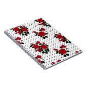 Rote Rosen auf einem Polka Dot Hintergrund. Notizblock (Rechte Seite)