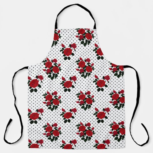 Rote Rosen auf einem Polka Dot Hintergrund. Schürze (Vorderseite)