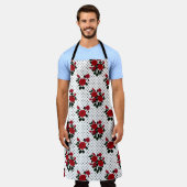 Rote Rosen auf einem Polka Dot Hintergrund. Schürze (Getragen)