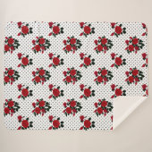Rote Rosen auf einem Polka Dot Hintergrund. Sherpadecke (Vorderseite (Horizontal))