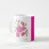 Rote Rosen auf einer Tasse. Kaffeetasse (Vorderseite Links)