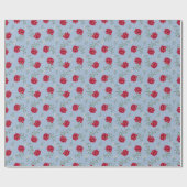 Rote Rosen auf Light Blue Oversized Calico Geschenkpapier (Flach)