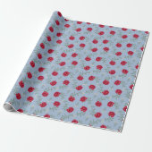 Rote Rosen auf Light Blue Oversized Calico Geschenkpapier (Ungerollt)