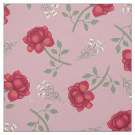 Rote Rosen auf Pink Oversified Calico Stoff