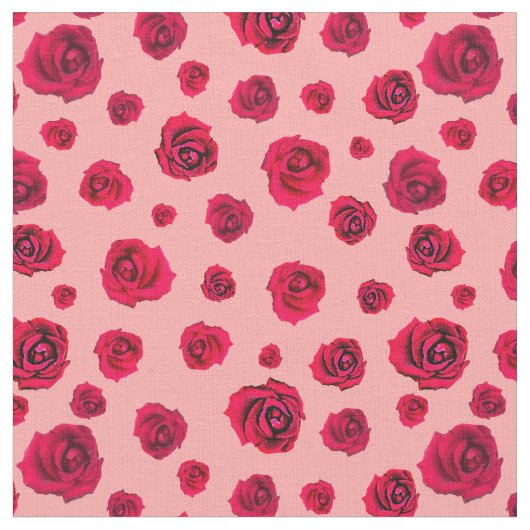 rote Rosen auf rosa Stoff (Nahaufnahme)