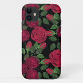 Rote Rosen auf schwarz. Case-Mate iPhone Hülle (Rückseite)