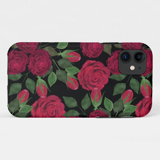 Rote Rosen auf schwarz. Case-Mate iPhone Hülle (Rückseite (Horizontal))