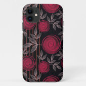 Rote Rosen auf schwarz. Case-Mate iPhone Hülle (Rückseite)