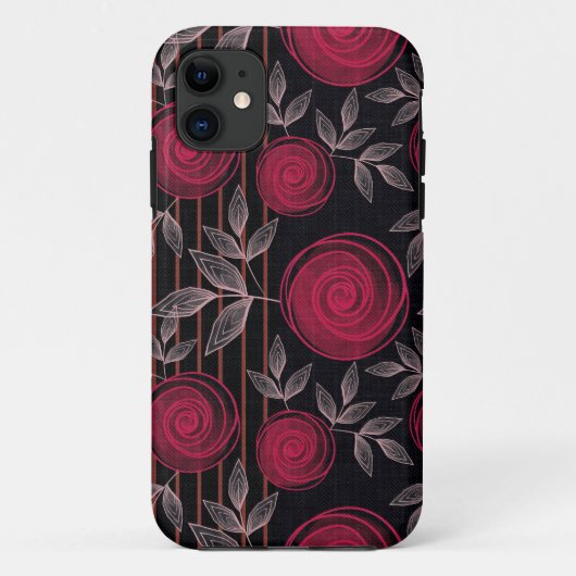 Rote Rosen auf schwarz. Case-Mate iPhone Hülle (Rückseite)