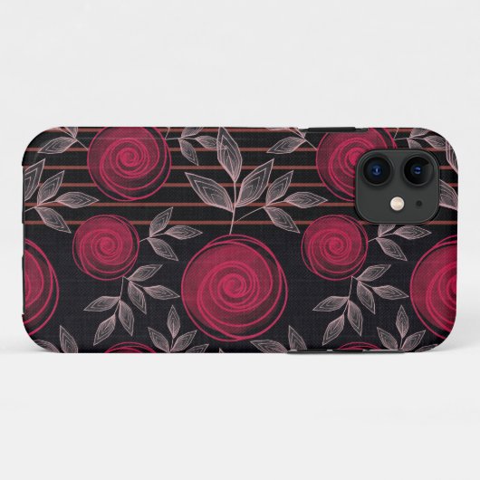 Rote Rosen auf schwarz. Case-Mate iPhone Hülle (Rückseite (Horizontal))