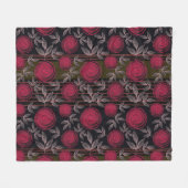 Rote Rosen auf schwarz. Fleecedecke (Vorderseite (Horizontal))
