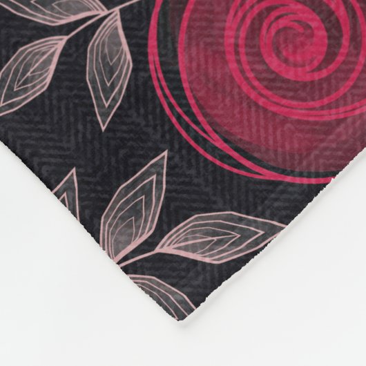 Rote Rosen auf schwarz. Fleecedecke (Ecke)