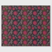 Rote Rosen auf schwarz. Geschenkpapier (Flach)