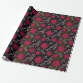 Rote Rosen auf schwarz. Geschenkpapier (Ungerollt)