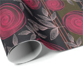 Rote Rosen auf schwarz. Geschenkpapier (Rolleneckpunkt)