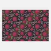 Rote Rosen auf schwarz. Geschenkpapier Set (Vorderseite 3)