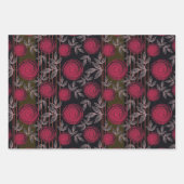 Rote Rosen auf schwarz. Geschenkpapier Set (Vorderseite)