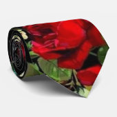 Rote Rosen auf Schwarz. Krawatte (Gerollt)