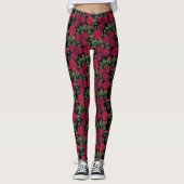 Rote Rosen auf schwarz. Leggings (Vorderseite)