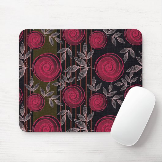 Rote Rosen auf schwarz. Mousepad (Mit Mouse)